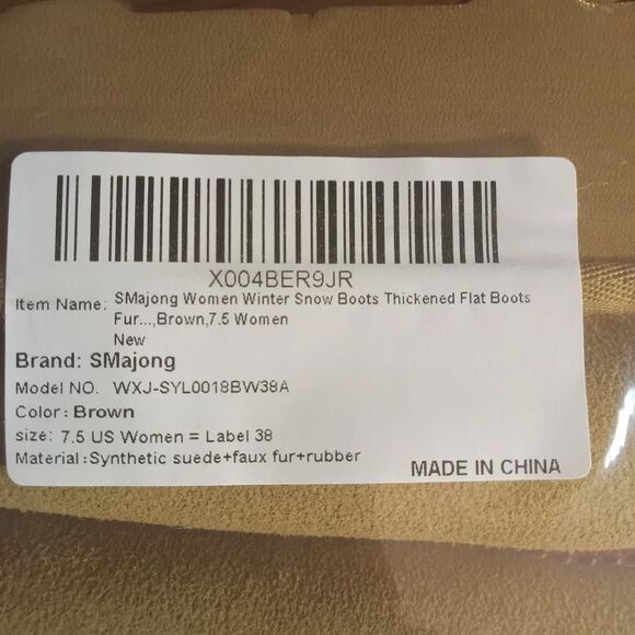 SMajong Women Winter Snow Boots Thickened Flat Boots Fur Lined Warm Durable Shoe - Picture 2 of 10